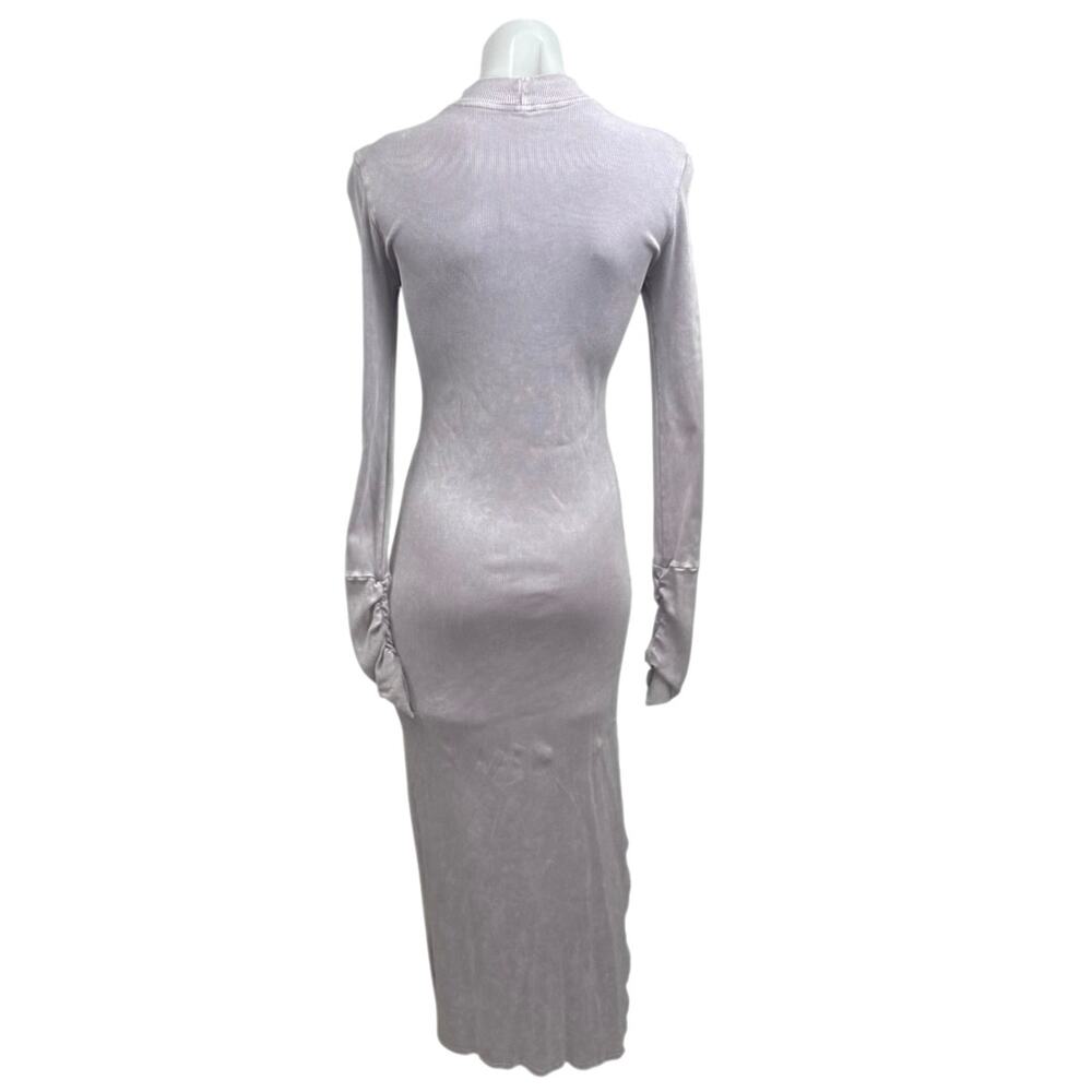 YFB Women's Gray Tan Ribbed Mock Neck Long Sleeve Maxi Bodycon Sweater Dress S - Picture 2 of 4